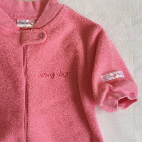 vintage snugabye convert-a-foot fleece zipper sleeper pajamas 3 months baby girl - Picture 2 of 7